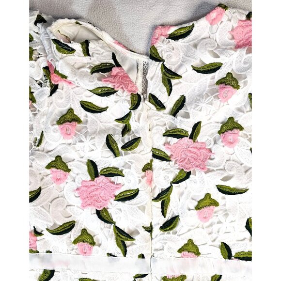 Just Me Womens Exquisite Floral Lace Midi Dress - Size M - Picture 12 of 13